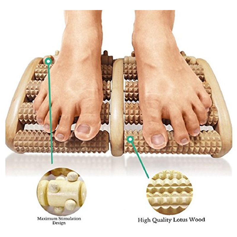 Stress Relief Wooden Dual Foot Massager Roller Relieve Plantar Stress Relief Wooden Dual Foot Massager Roller Relieve Plantar Fasciitis Acupressure Reflexology Tool Blood Circulation Health S