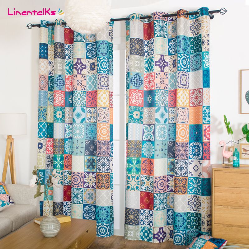 2019 fashion window bedroom curtain morocco geometric style blackout