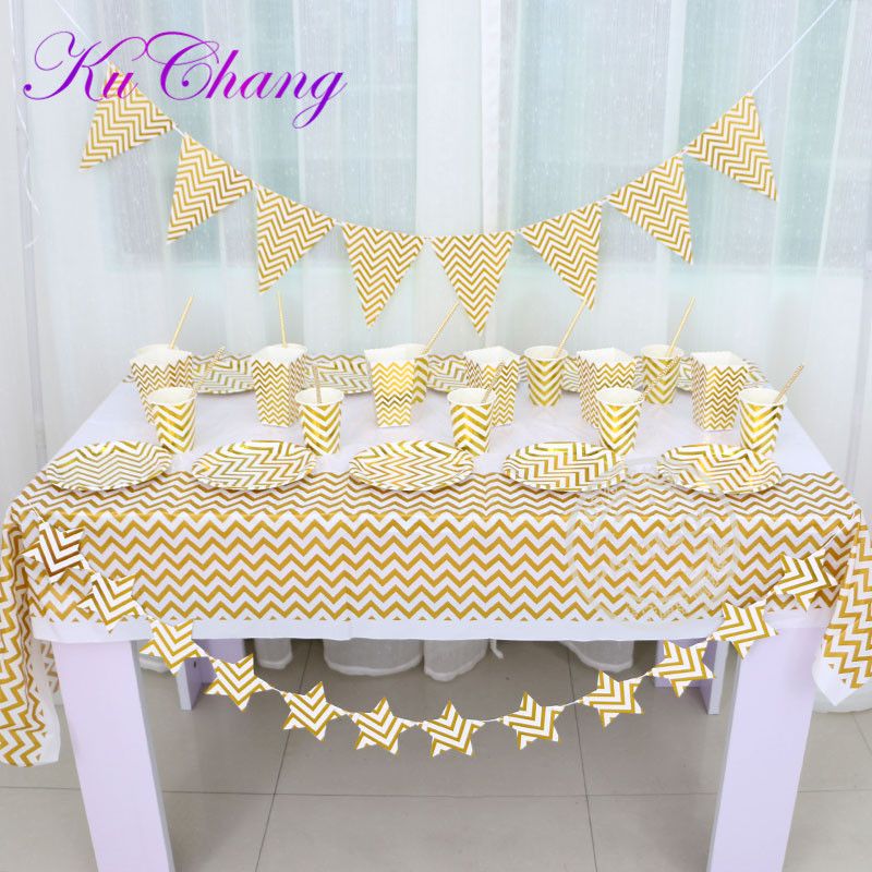 2018 High End Disposable Tableware Gold And Silver Striped Paper ... 2018 High End Disposable Tableware Gold And Silver Striped Paper ...