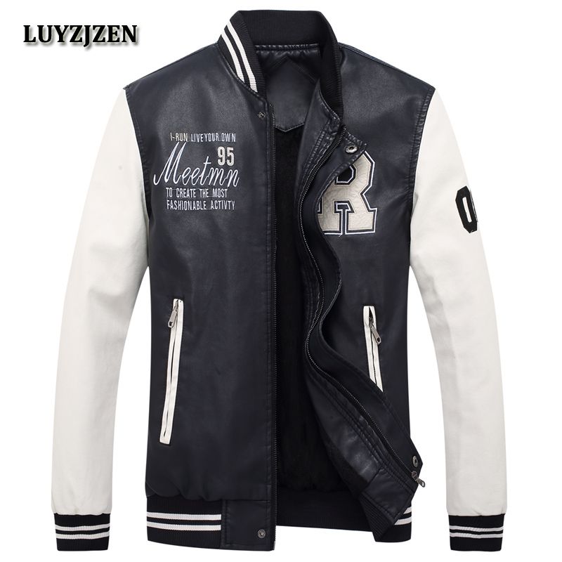 Faux Leather Jacket Men 2018 New Autumn Winter Casual Mens Jackets 36