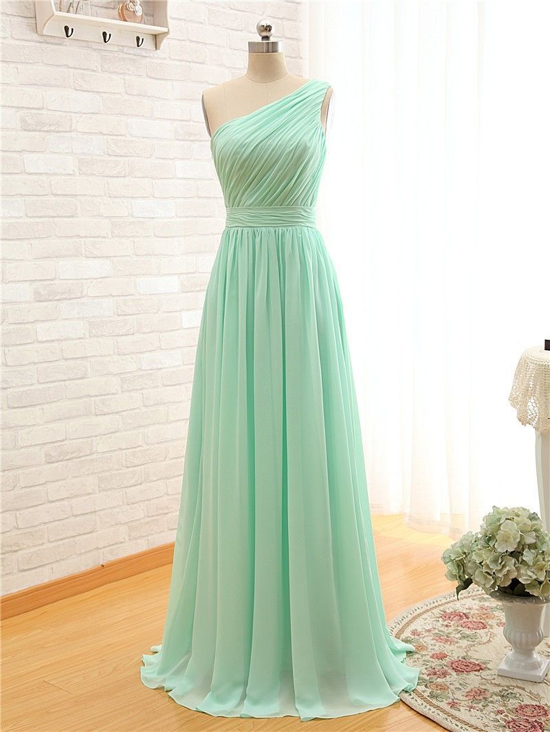 mint green one shoulder dress