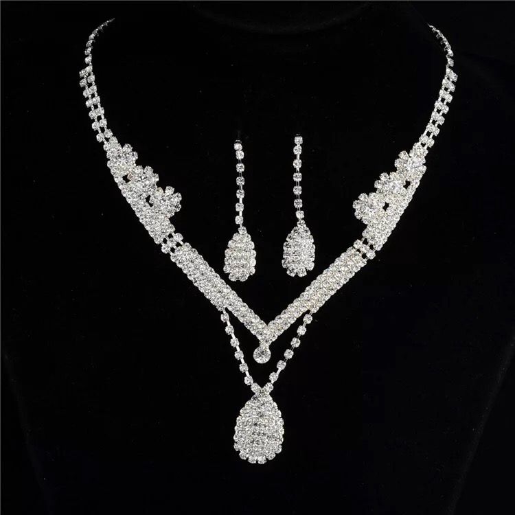 Elegant Wedding Bridal Jewelry Prom Silver Plated Rhinestone Crystal ...