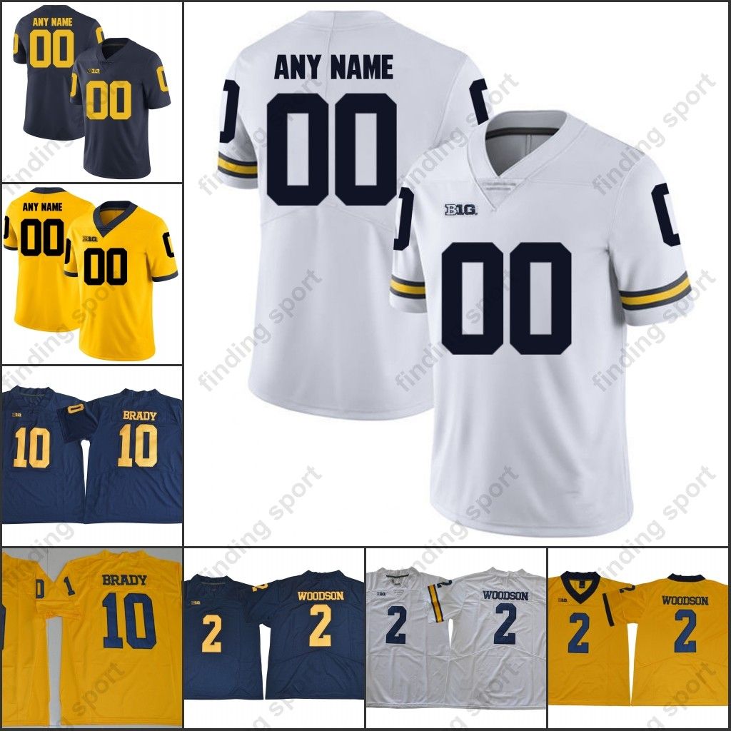 2019 Custom Michigan Wolverines College Football White Navy Blue Yellow