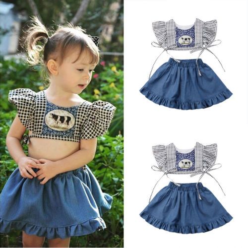 2019 Focusnorm New Infant Kid Baby Girl Clothes Cow Print Crop Top