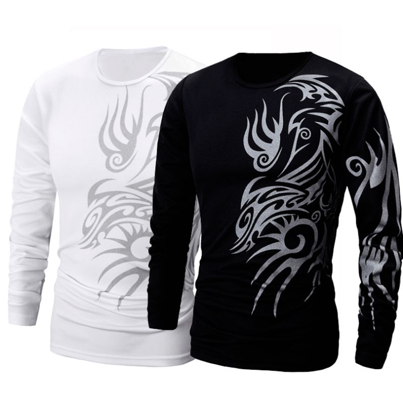 Fashion T Shirts For Men Golden Dragon Head Print T Shirt