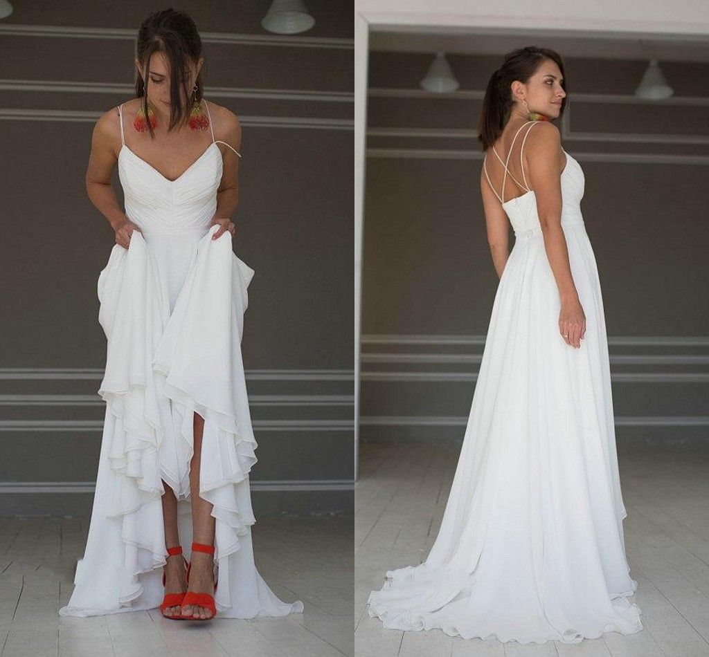 Simple Beach Summer Wedding Dresses Cheap Under 100 With Spaghetti