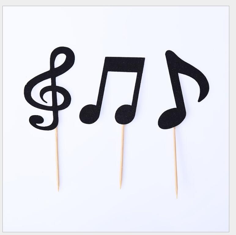 Multiple Colors Music Notes Themed Cupcake Topper Paper Cake