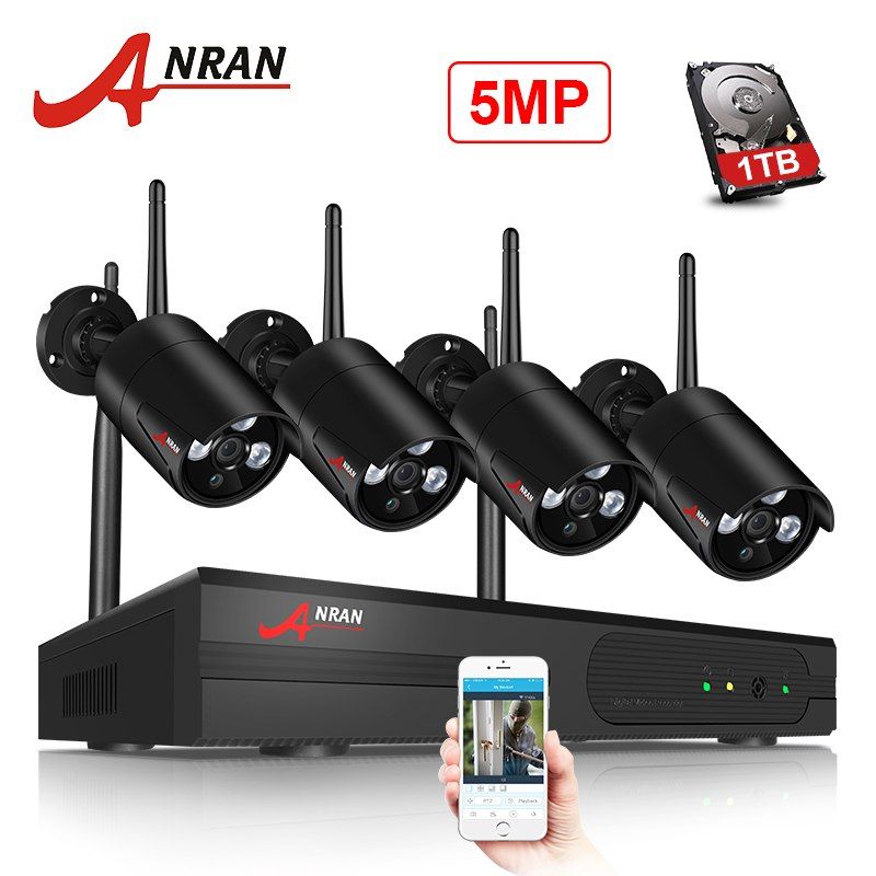 2020 ANRAN Plug And Play 4CH WIFI 5MP NVR Kit HD H.265 P2P Security