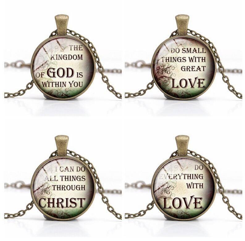 wholesale christian quotes pendant necklace jesus christ glass