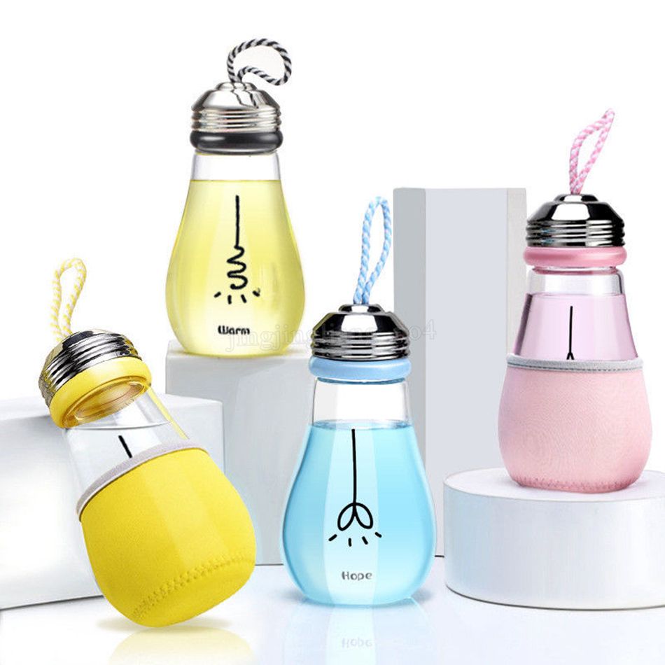 2018 Christmas Gift Bulb Glass Cup Creative Milk Juice Cup Tea Mug With Heat Proof Case Women Kids Travel Water Bottles 450ml Mma180 From Liangjingjing no1