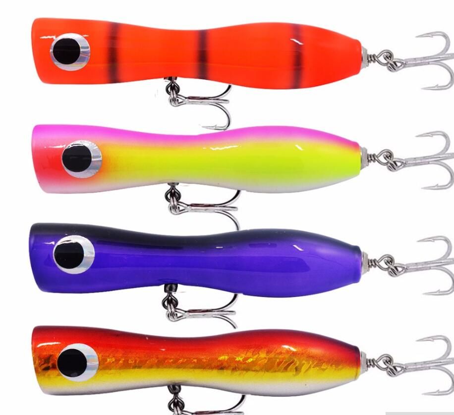 2019 Saltwater Wood GT Popper Fishing Lure With 2 Hook Big Game
