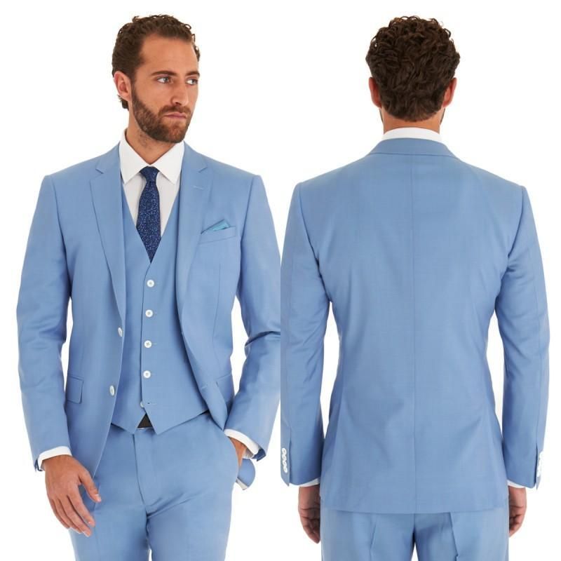 Tailor Made Light Blue Wedding Suits For Men Slim Fit ...