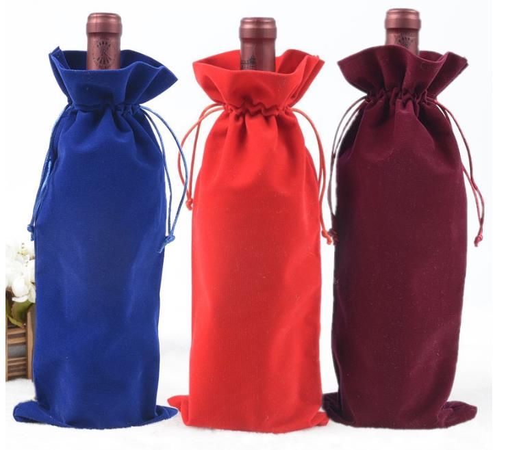 Wholesale Velvet Wine Bottle Covers Flannel Champagne Blind Wine Bottle