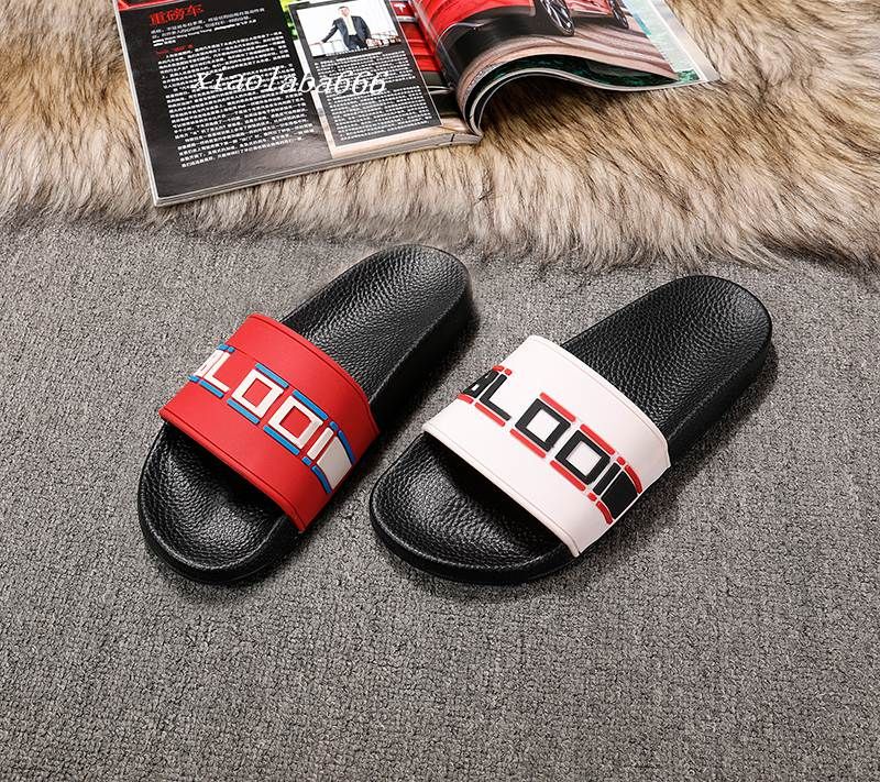 New Fashion White Red Jacquard Stripe Slide Sandals For Mens And Womens ...