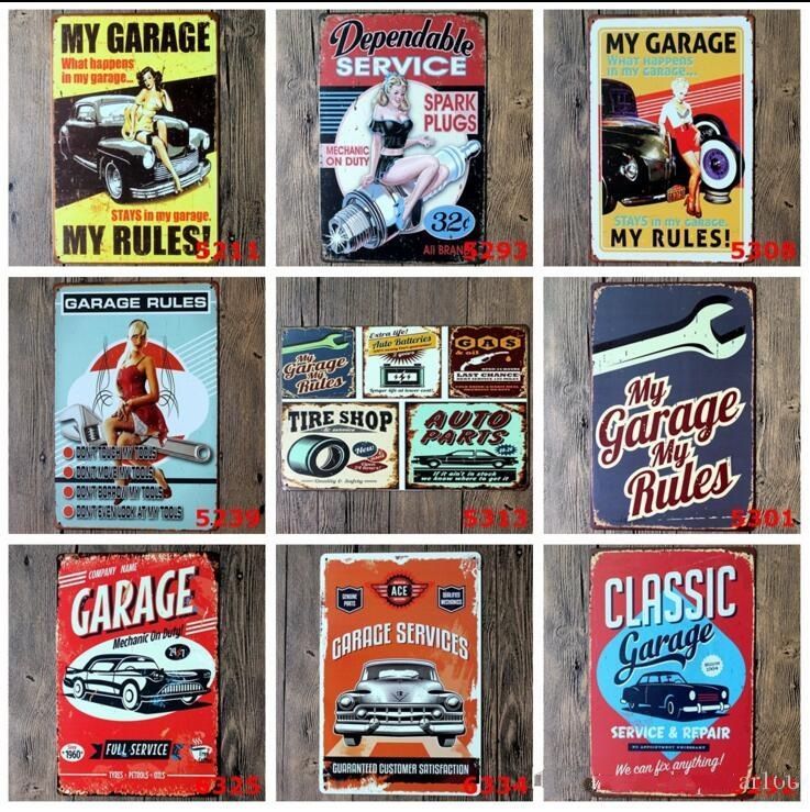European Style Garage Y Lady Tin Signs Retro Wall Decor Art Craft Pub Club Decoration 20 30 Cm Metal Sign All 40