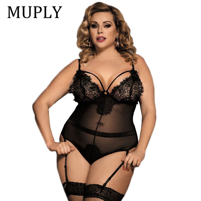 2018 Black See Through Sexy Lingerie Larg Size Women