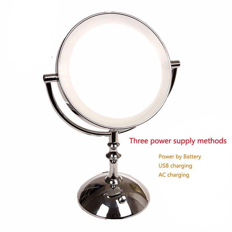 8 Inch Desktop Makeup Mirror 2 Face Metal 3x 5x 10x 8 Inch Desktop Makeup Mirror 2 Face Metal 3x 5x 10x Magnifying Cosmetic Led Lamp Adjust The Brightness Art Deco Bathroom Mirrors With Lights