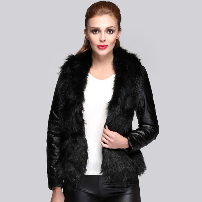 2019 Cyan 2018 Fashion Pu Leather Jacket Female Winter Faux Fur Coat 2019 Cyan 2018 Fashion Pu Leather Jacket Female Winter Faux Fur Coat Women Casual Plus Size Fox Collar Casaco 3xl From Whitecloth