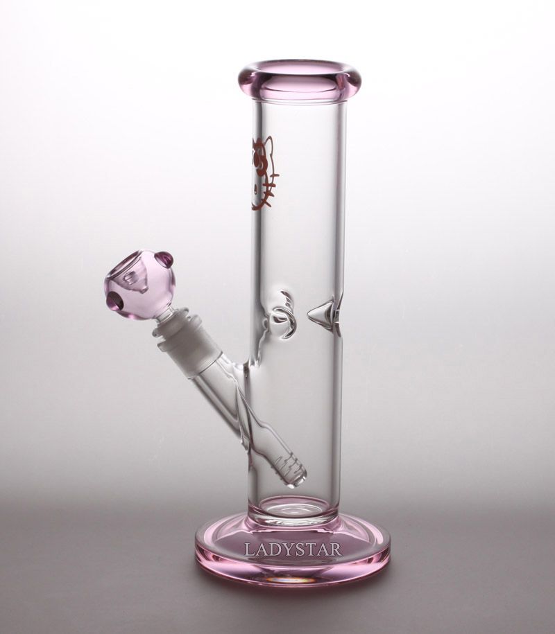 2021 9mm Thick New Straight Glass Bongs Pink Glass Water Pipes Bowls