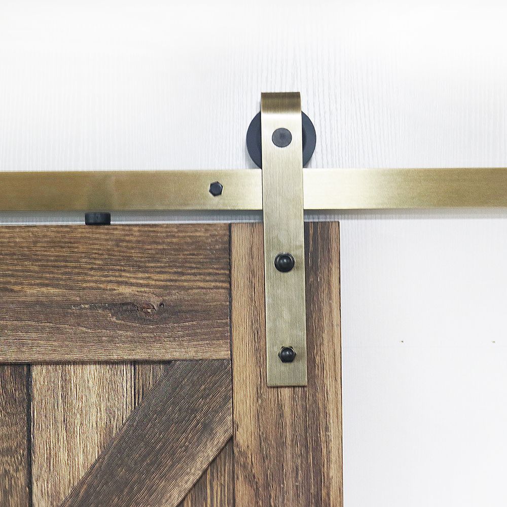 2021 Brass Classic Sliding Barn Wood Door Hardware Kit Gold Finish