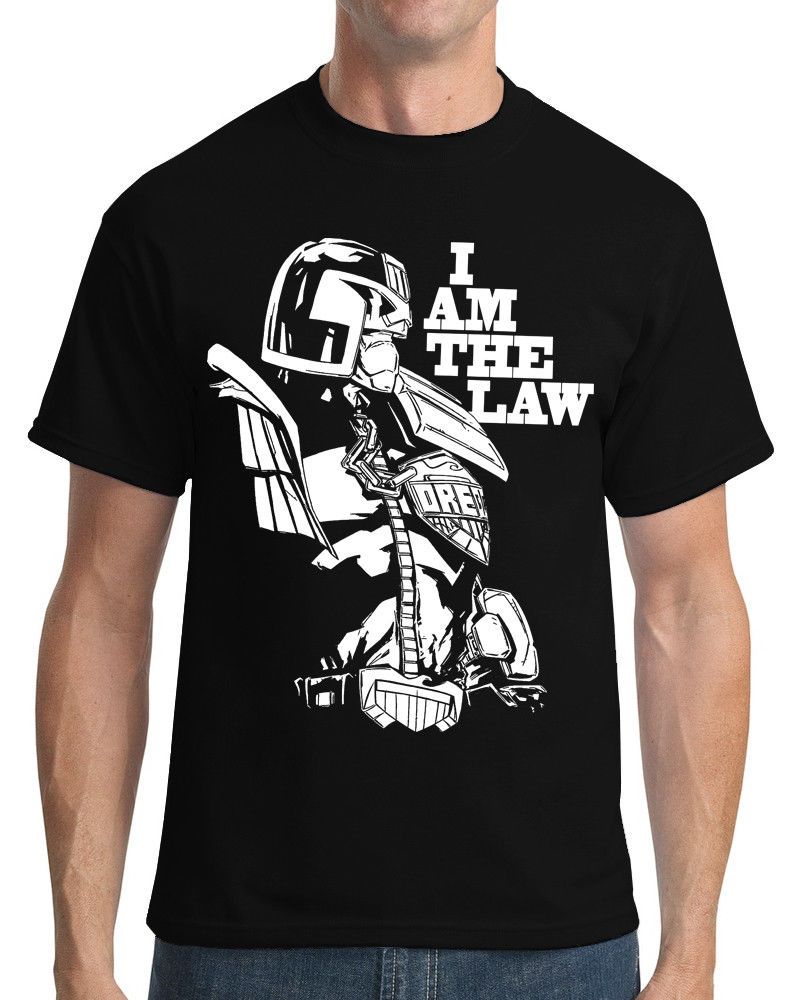 2000AD Judge Dredd Comic Book Graphic Novel Men/'s Black T Shirt The Law