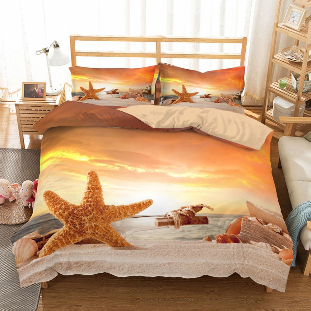 Musolei 3d Bedding Set Starfish Bed Cover Duvet Fiery Musolei 3d Bedding Set Starfish Bed Cover Duvet Fiery Summer Sandy Beach Holidays Cl King Sizes Home Textiles Elegant Black And White