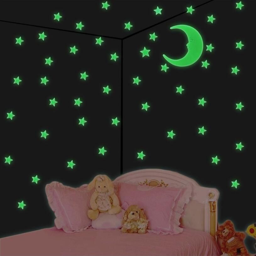 stars moon glow in the dark wall stickers super moon stickers home
