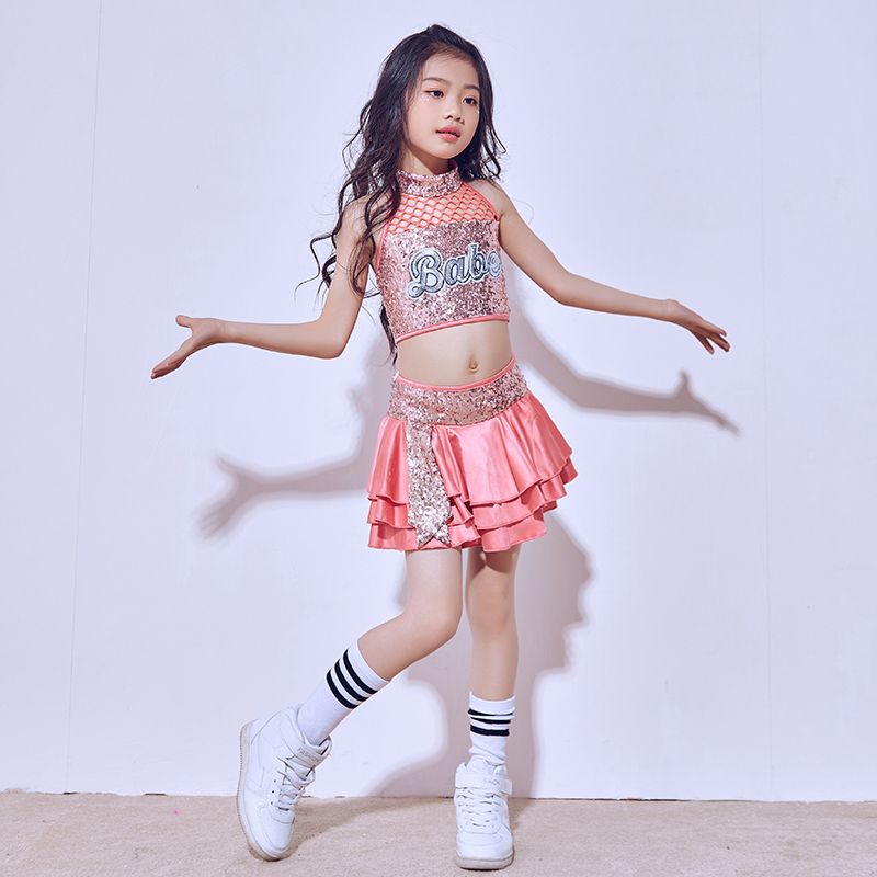 2018 girls sequin ballroom jazz hip hop dance competition costume