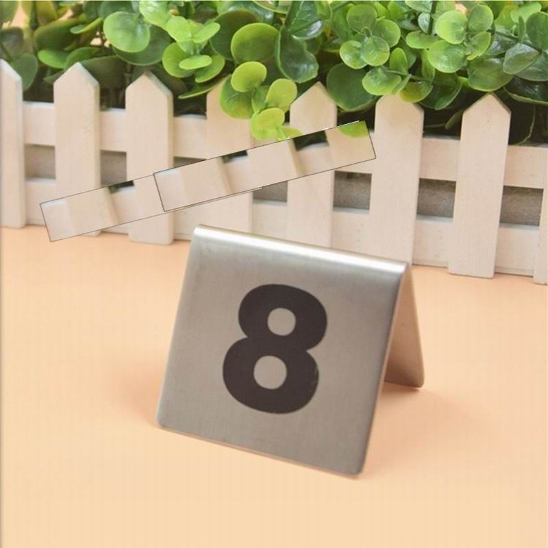 2021 Number 1 100 Stainless Steel Table Numbers Cards Small Table Sign