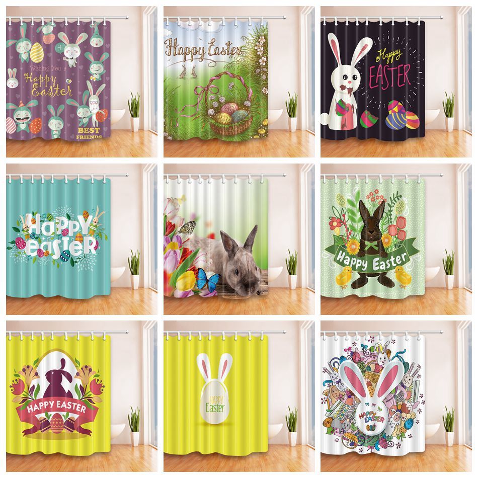 Easter Bunny Rabbit Shower Curtain 180 180cm 3d Egg Printed Easter Bunny Rabbit Shower Curtain 180 180cm 3d Egg Printed Waterproof Polyester For Bathroom Ooa4152