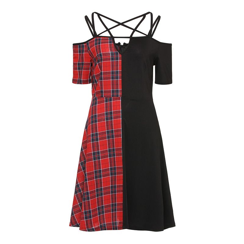 red tartan gothic dress
