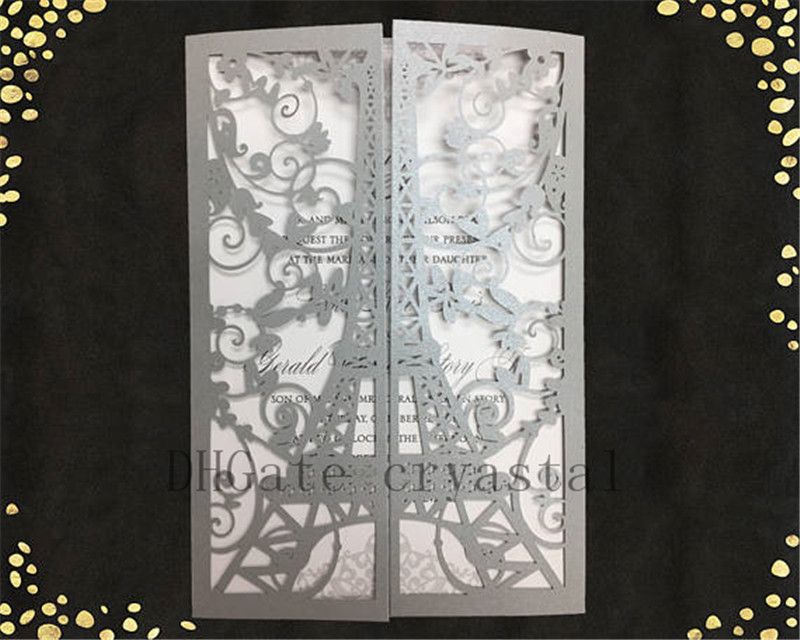 eiffel tower paris laser cut wedding invitations quinceanera