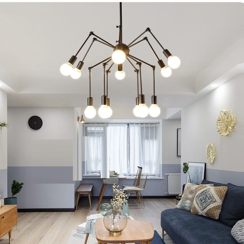 Fixture Lights Wrought Iron Spider Chandelier Retro Creative Living Fixture Lights Wrought Iron Spider Chandelier Retro Creative Living Room Lamp Restaurant Adjule Lighting Pendants Pendant