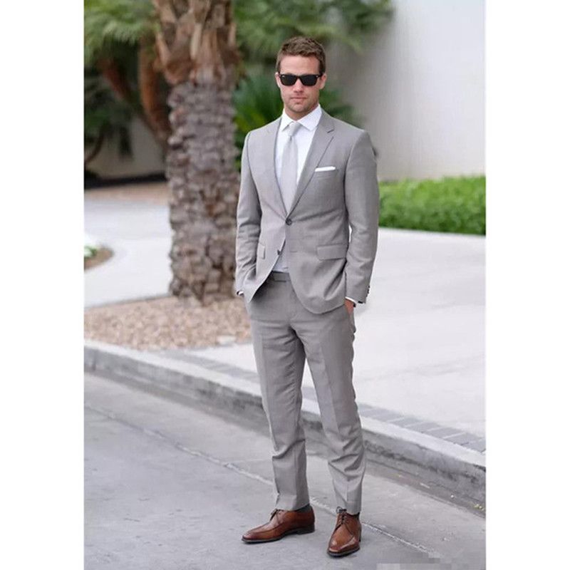2019 Champagne Mens Suits Stylish Grooms Men Beach Wedding Tuxedo