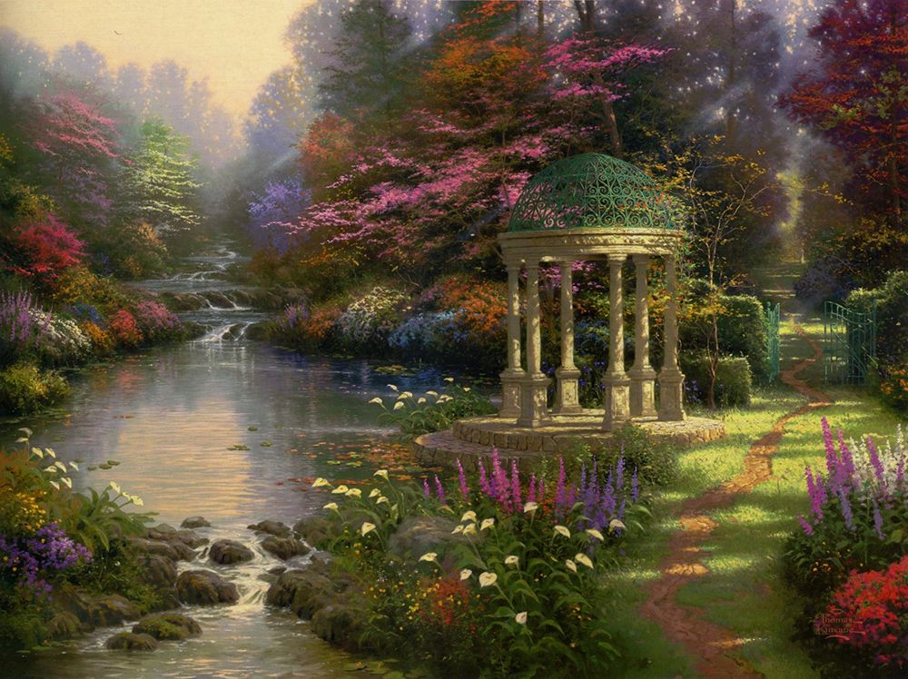 2019 Art,Oil Painting ,Landscape Painting ,Frame Painting Garden 2