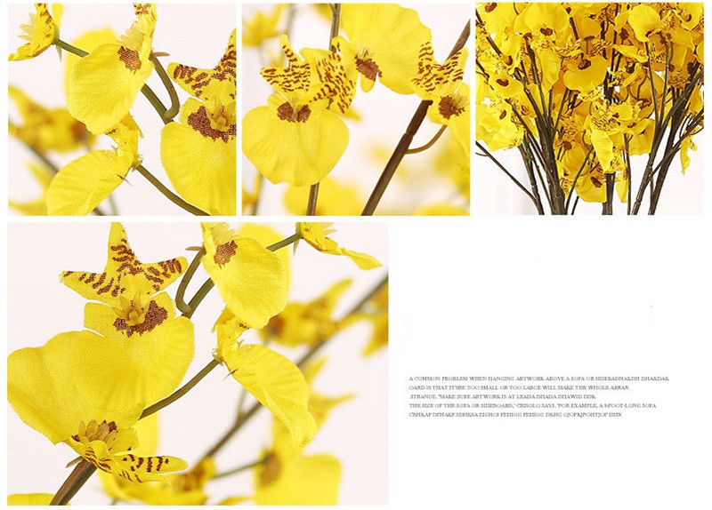 2020 92CM Charming Artificial Flowers Yellow Orchid Silk DIY Party Home