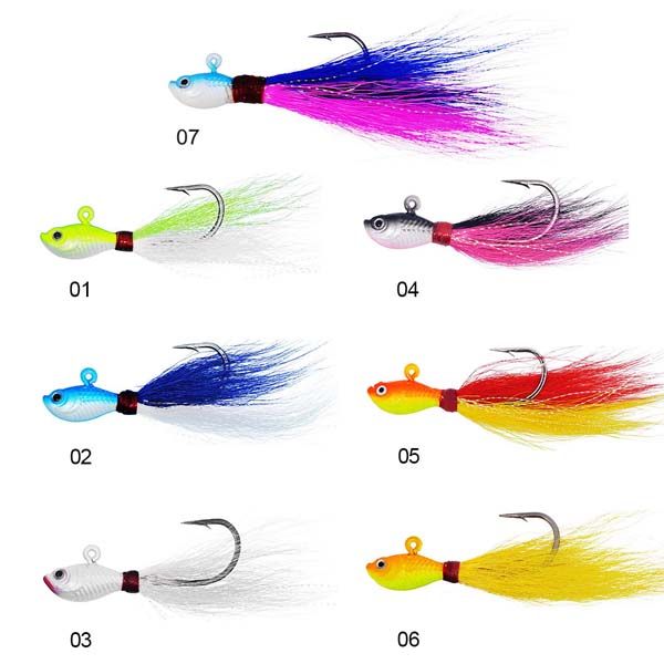 DHL 1/2oz Bucktail Jig Fluke Lure Saltwater Freshwater Baits Bass