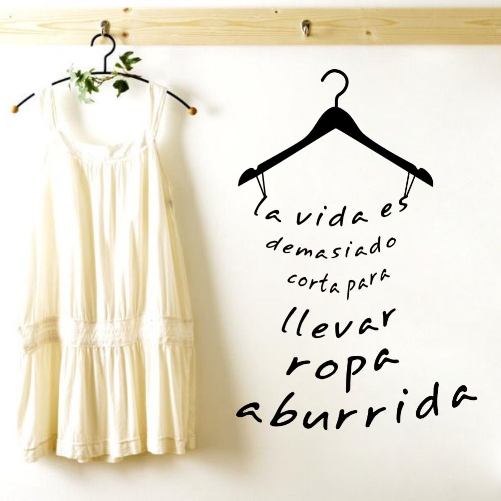 Spanish Clothing Quote Vinyl Decals Wall Sticker Laday S Young Girl S Fitting Room Cloakroom Fashion Store Wardrobe Decoration Adhesive Wall Art