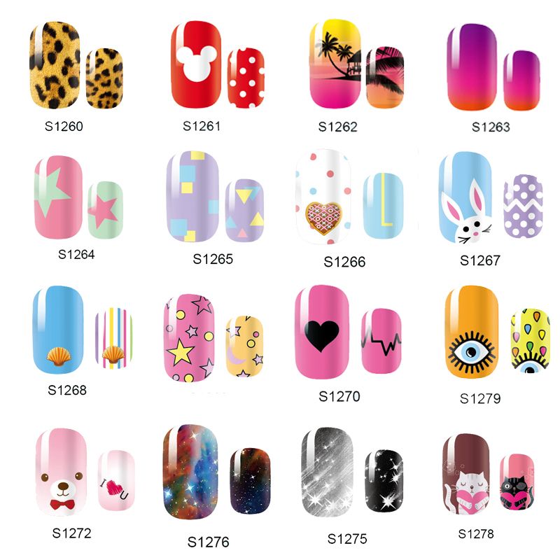 New Cute 14 Tips Self Adhensive Nail Wraps Full Cover Foil Galaxy