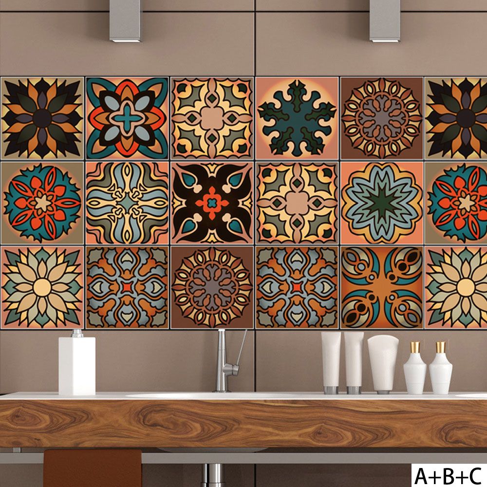 Moroccan Style Diy Mosaic Wall Tiles Stickers Waist Line Sticker Kitchen Adhesive Bathroom Toilet Waterproof Pvc Wallpaper