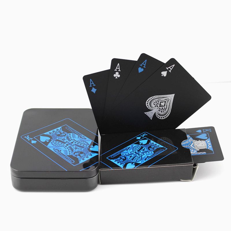 Waterproof Pure Black Plastic Playing Cards Collection Poker Cards