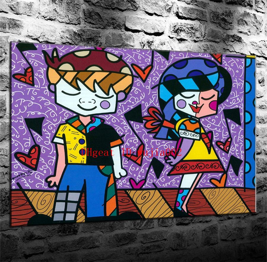 2019 romero britto first love canvas painting living room home