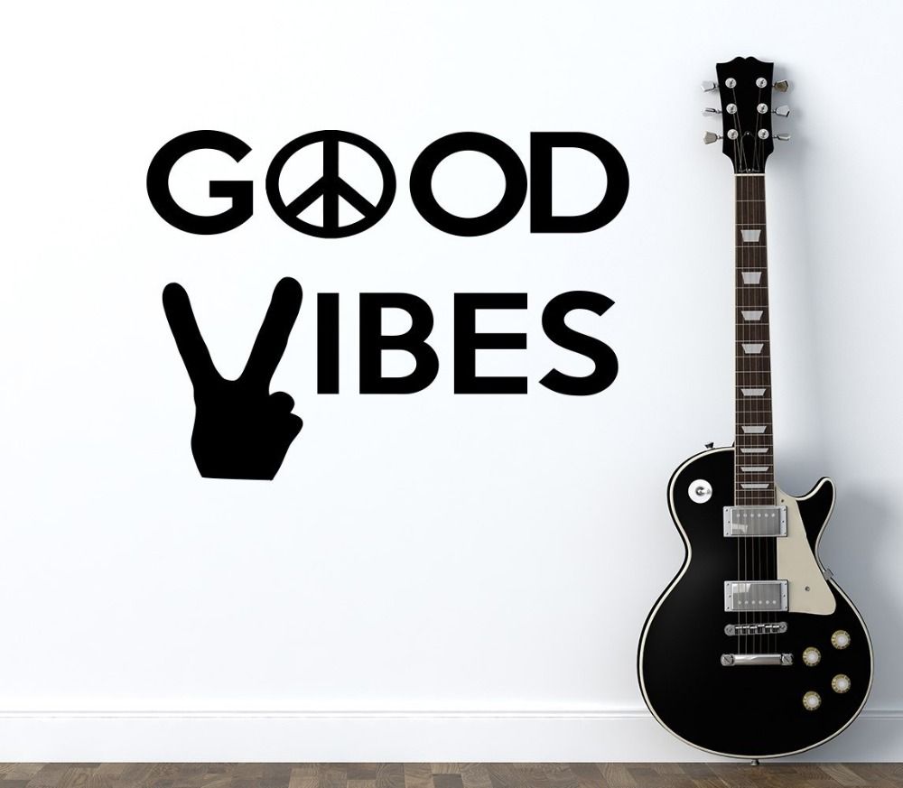 Peace World Wall Decal Es Good Vibes Vinyl Stickers Sign Art Mural Hand Pattern Sticker For Home Decoration