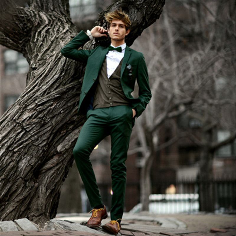 Acquistare Vestito Da Uomo Verde 2018 Abbigliamento Da Sposo A Due Bottoni  Due Pezzi Smoking Da Sposa Abiti Da Lavoro Convenzionali Realizzati Su  Misura Giacca + Pantaloni Economico | Consegna Veloce E