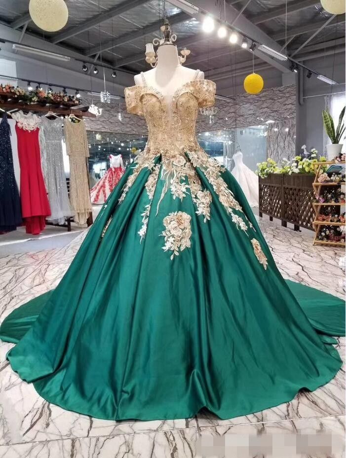Dark Green 2019 Ball Gown Quinceanera Dresses Party Prom Wear Evening