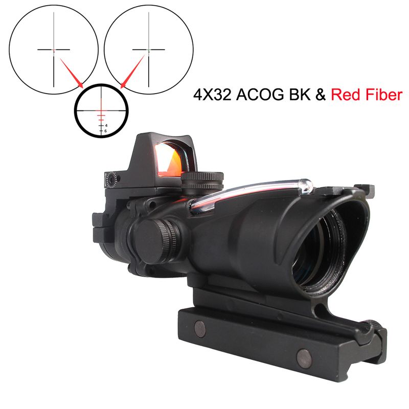 Acog Optic 4x32 Zielfernrohr Absehen Fiber Grün & Rot beleuchtetes Visier RMR 