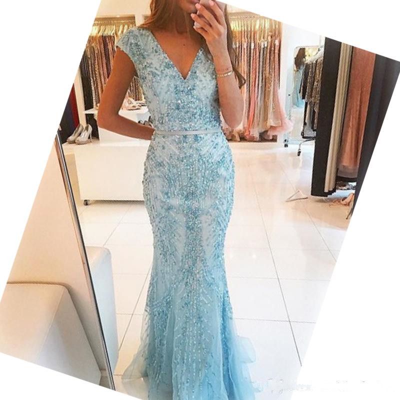 sparkly light blue prom dresses