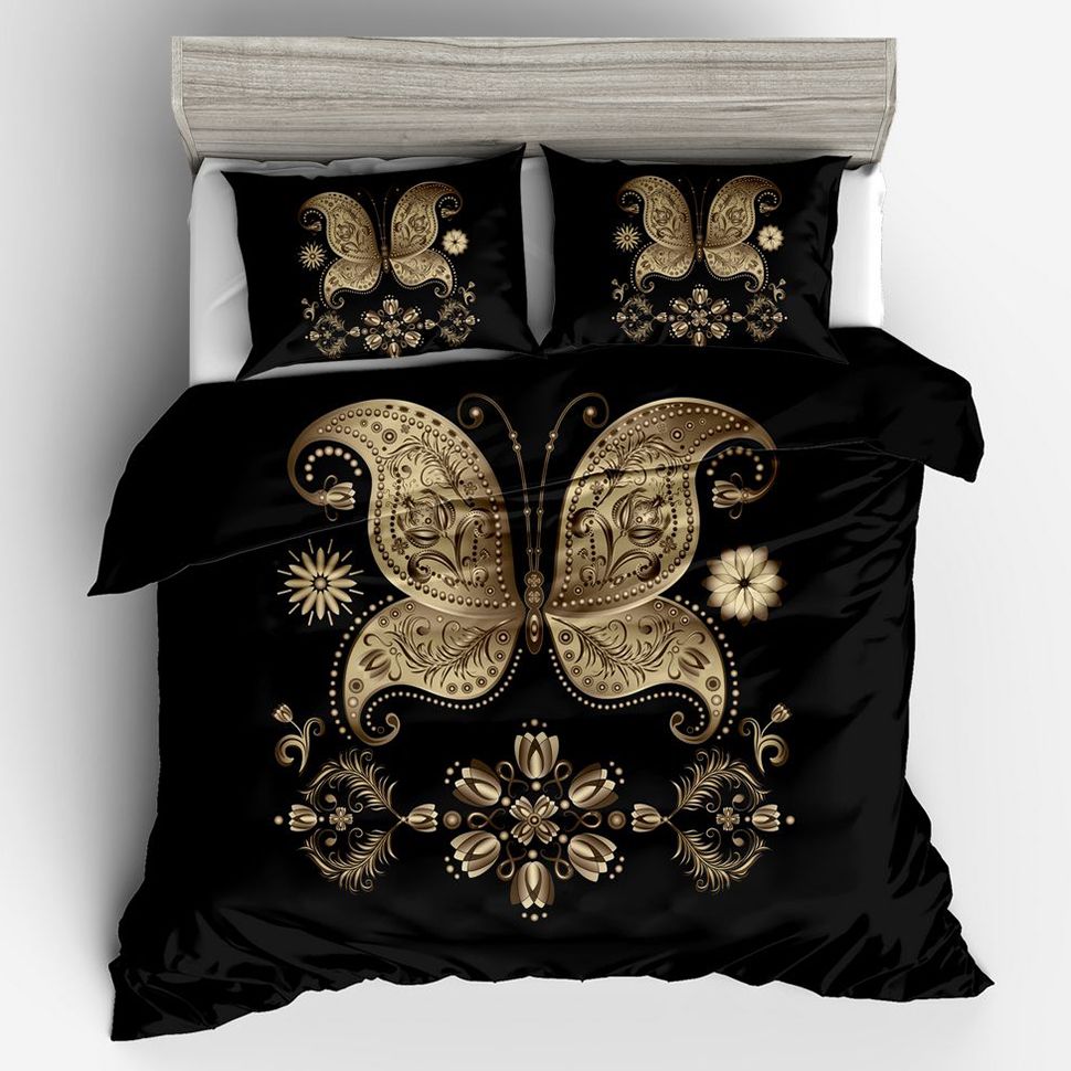 Black Gold Erfly Queen Duvet Cover Set 3d Bedding King Size Black Gold Erfly Queen Duvet Cover Set 3d Bedding King Size Bed Quilt Clothes Pillowcase Sets Full From