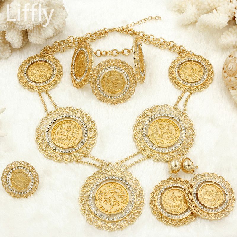 2019 Whole SaleItaly Fashion Dubai Gold Coin Big Jewelry Sets Charms Long Chain Accessories ...