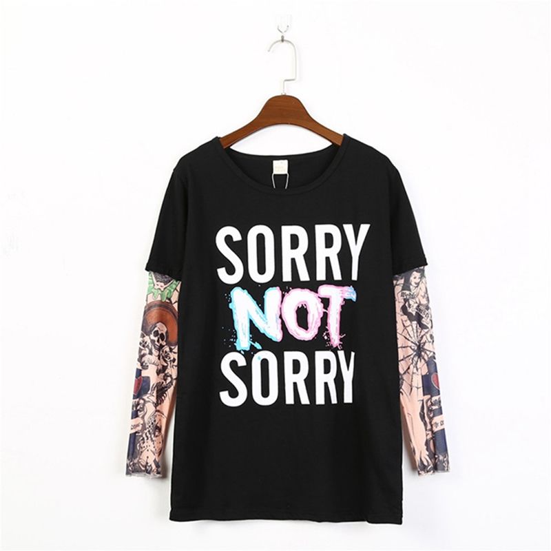 Padre e figlio corrispondenti T Shirt Casual Tatuaggio Stampa manica lunga Tops vestiti di famiglia